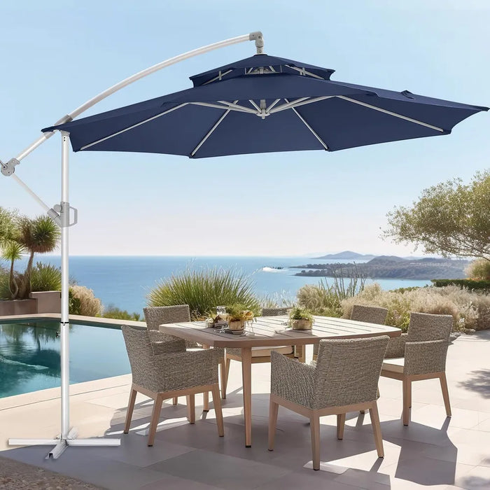 Sybels 10ft Offset Hanging Patio Umbrella, Cantilever Design with Tilt & Crank for Poolside