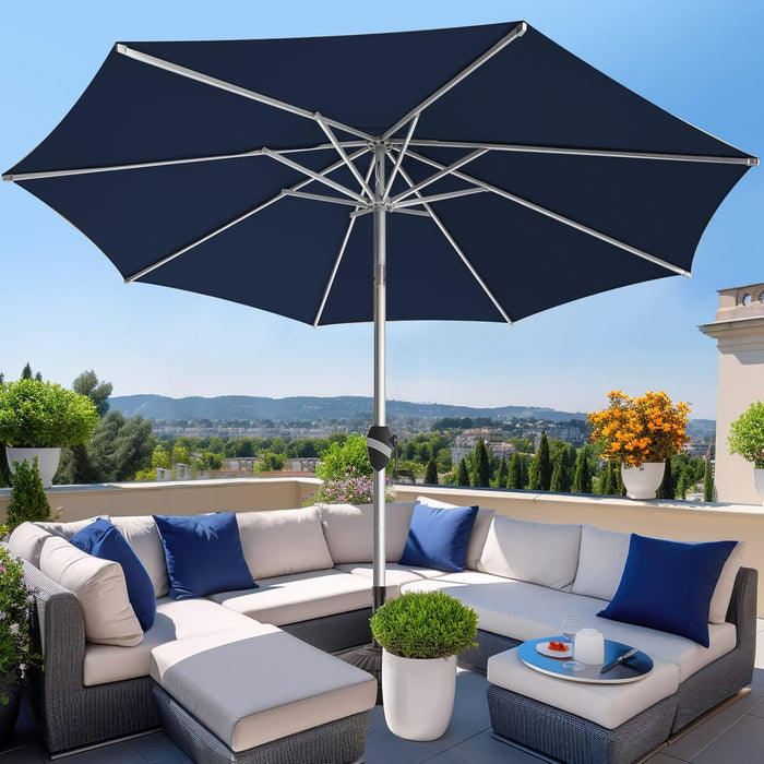 TINKLE WELL 9FT Outdoor Patio Umbrella with Push-Button Tilt, Fade-Resistant Aluminum Frame, Perfect for Pool, Deck, or Garden