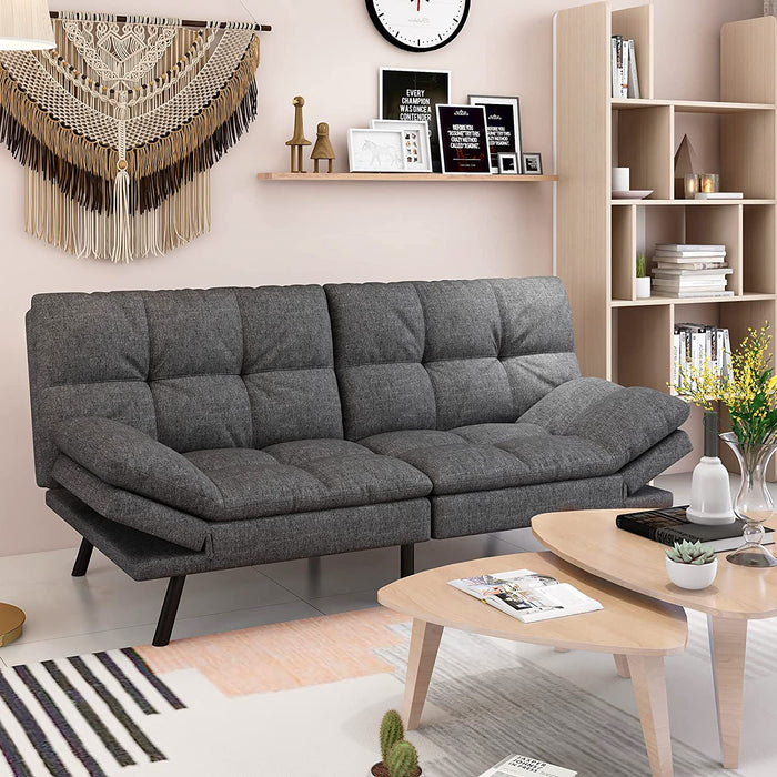Convertible Futon Sofa Bed, Modern Sleeper Sofa, Dark Gray