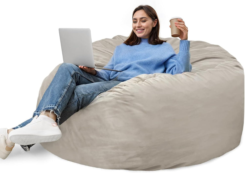 TINKLE WELL Large 3FT Bean Bag Sofa, Comfy Round Lounger for Adults & Kids, Removable Washable Cover, Oversized Cozy Gaming Chair for Dorm, Bedroom, Living Space