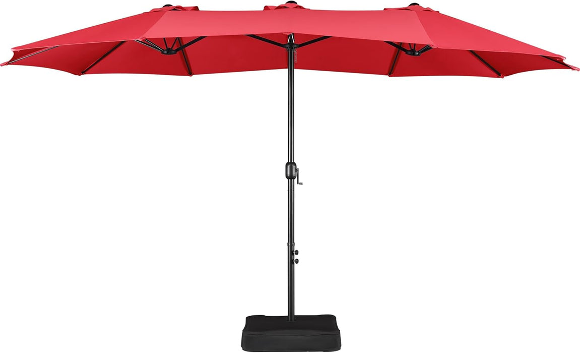 TINKLE WELL 15ft Patio Umbrella with Base, Large Rectangle Outdoor Umbrella for Deck, Backyard & Market