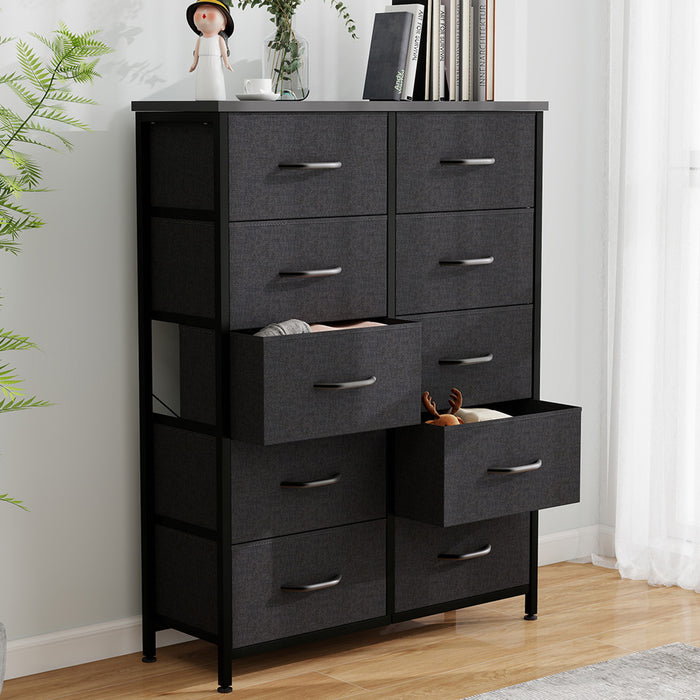 Bigleap 10 Drawer Dresser Organizer Storage Drawers, Chest of Drawers with Fabric Bin for Bedroom, Closet, Entryway,Black