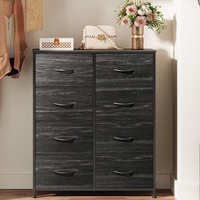 Simenmax 4/5/7/8/9Dresser, Storage Drawers with Removable Fabric Bins, Fabric Closet Chests Organizer for Bedroom, Closet, Living Room, Black Wood