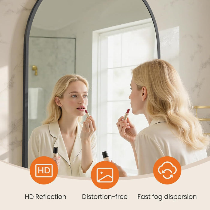 TINKLE WELL Black Arch Wall Mirror, Rust-Resistant Aluminum Frame for Bathroom, Bedroom, and Living Room