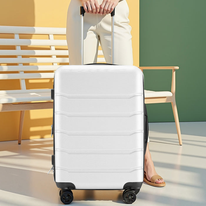 Bigleap 24 Inch Luggage, Hard Shell Rolling Suitcase with TSA Lock, Expandable Lightweight Luggage with Spinner Wheels, White