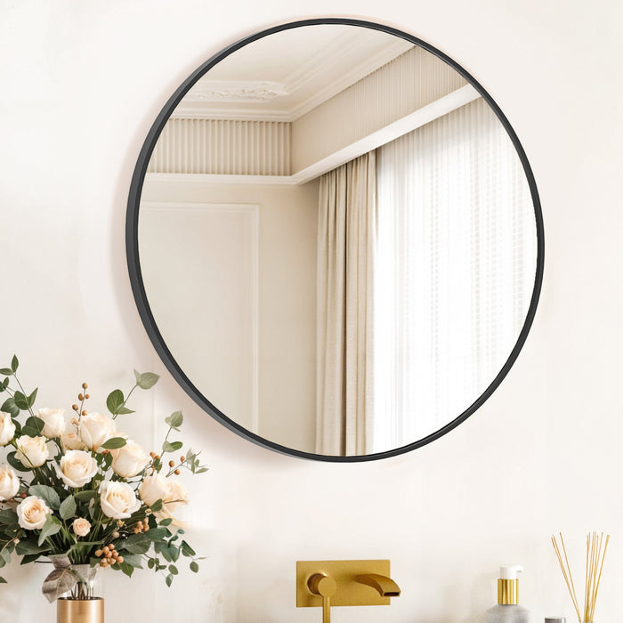 Bigleap Round Mirrors Wall Mirror 24 inch Circle Mirror for Bathroom,Black