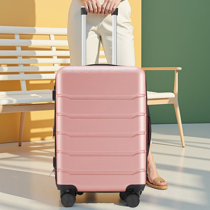 Bigleap 24 Inch Luggage, Hard Shell Rolling Suitcase with TSA Lock, Expandable Lightweight Luggage with Spinner Wheels, Pink