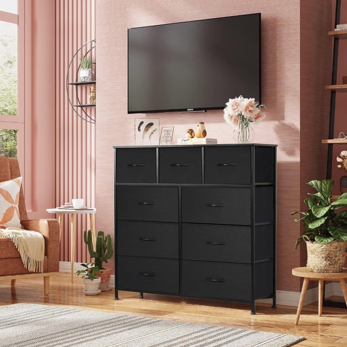 Taoset Black Dresser for Bedroom, 9 Drawers Dresser Chest Of Drawers, Storage Dresser Closet For Living Room, Bedroom, Hallway