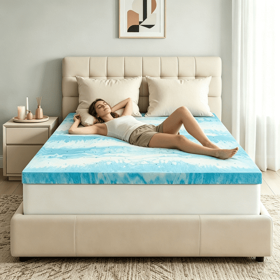 Beddle Gel Memory Foam Mattress Topper, Pressure Relief for Back Pain