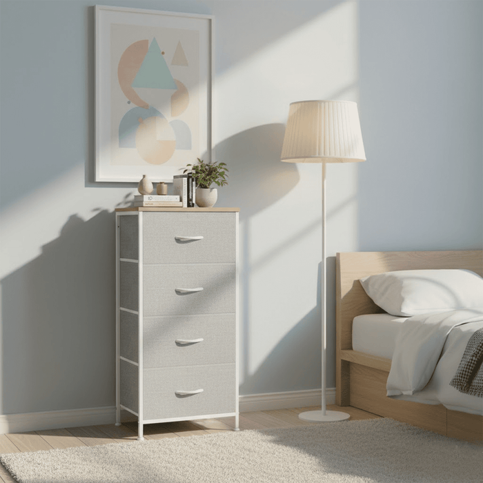 Blorly 4 Drawers Dresser, Storage Dresser Organizer with Drawers, Chest of Drawers, Dresser with Metal Frame and Wood Tabletop for Bedroom, Guest Room, Closet, Entryway, Nursery, Light Gray