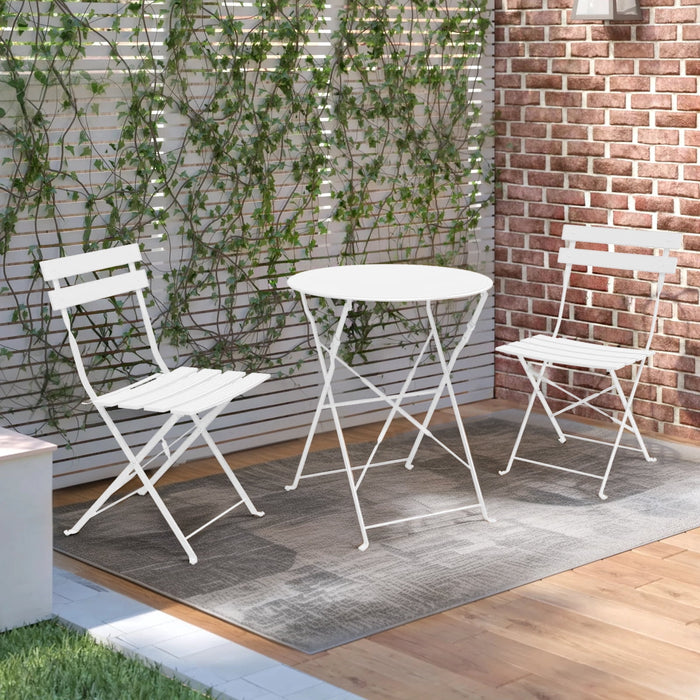 Betcozy Patio Bistro Set, Premium Steel Foldable Patio Furniture Sets, Patio Table and Chairs for Bistro, Balcony, Coffee Shop, White