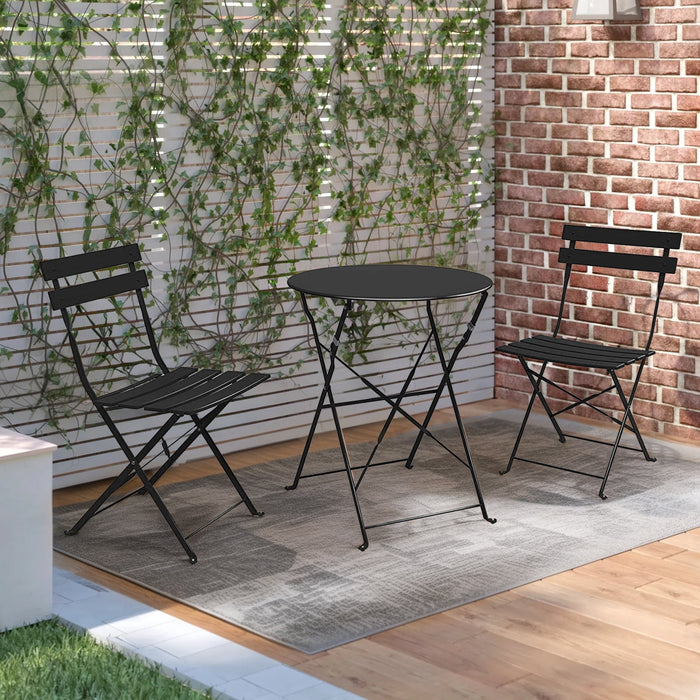 Betcozy Patio Bistro Set, Premium Steel Foldable Patio Furniture Sets, Patio Table and Chairs for Bistro, Balcony, Coffee Shop, Black