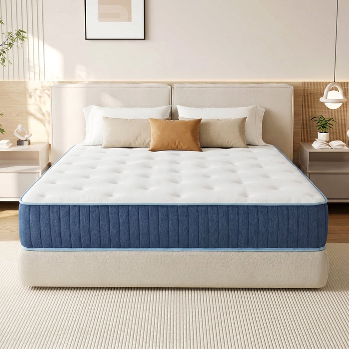 Twin-XL Hybrid Mattress, 10 Inch Gel Memory Foam Pocket Spring Mattress, Motion Isolation and Pressure Relief, Medium Firm