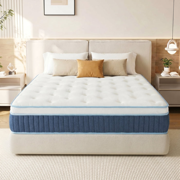 Full Hybrid Mattress, 12 Inch Gel Memory Foam Pocket Spring Mattress, Motion Isolation and Pressure Relief, Medium Firm