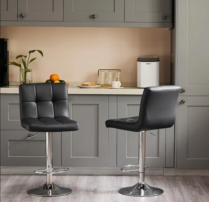TINKLE WELL Bar Stools Counter Height - Adjustable Swivel Barstools with Back and Metal Base, PU Leather