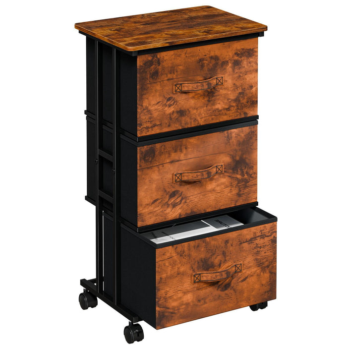 Bigleap 3-Drawer Rolling Fabric Dresser, Small Space Storage Cabinet with Wheels, Mobile Nightstand for Bedroom, Closet, Entryway, Brown
