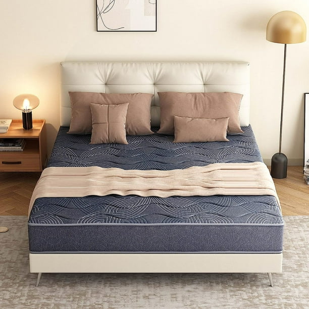 Twin Mattress , 9 Inch Hybrid Mattress in a box, Gel Memory Foam and Spring Mattress Support and Pressure Relief, Medium Firmness, Made in USA, Black