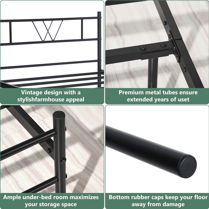 Modern Metal Full Bed Frame - Classic Design, Sturdy Support, and Ample Storage - Perfect for Bedroom or Guest Room