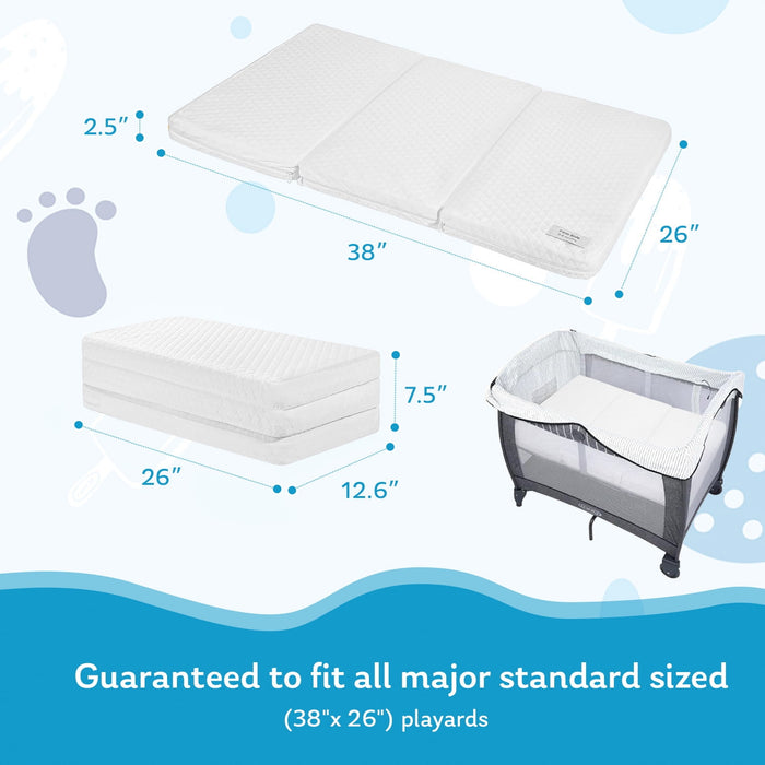 yangming Waterproof Dual-sided Pack n Play Mattress Pad, Portable Folding Mini Crib Mattress for Baby & Toddlers with Washable Cover,38"x26