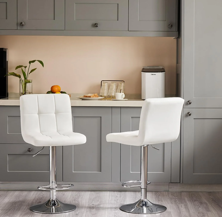 TINKLE WELL Bar Stools Counter Height - Adjustable Swivel Barstools with Back and Metal Base, PU Leather