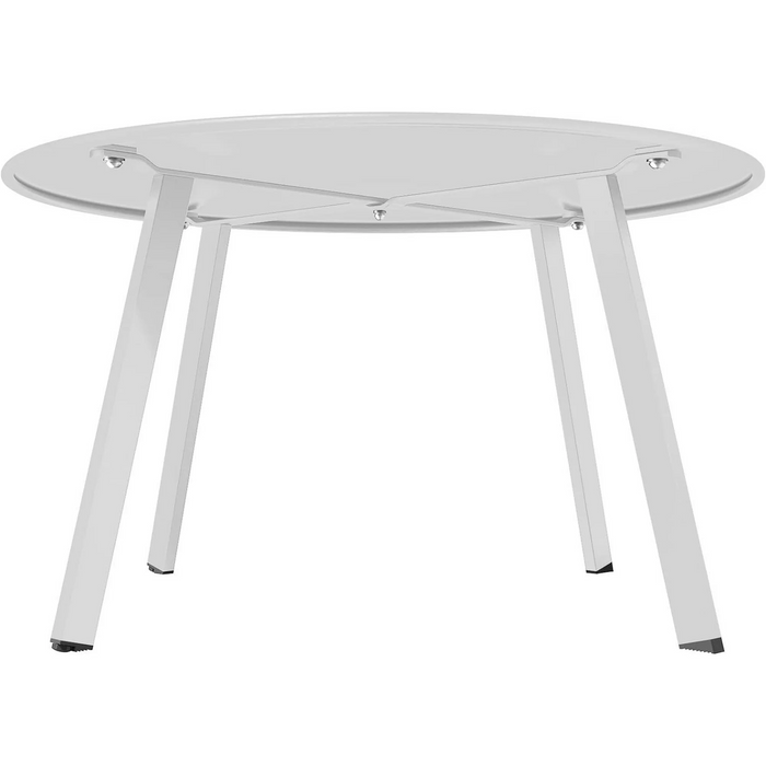 Bigleap Round Steel Patio Coffee Table, Weather Resistant Outdoor&Indoor Large Side Metal Table Great for Living Room Backyard,Patio,Deck,White