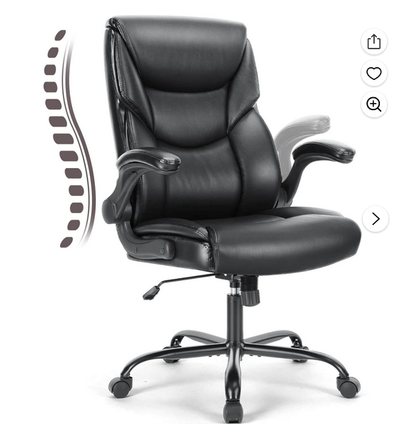 Bigleap Big and Tall Office Chair Desk Chair 300lbs Wide Seat with Adjustable Armrest and Lumbar Support PU Leather High Back Executive Task Ergonomic Computer Chair for Back Pain,Black1