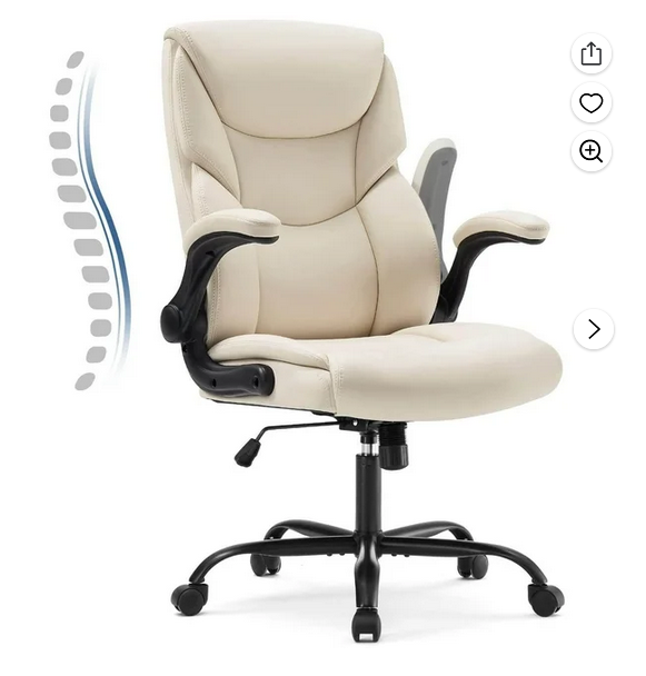 Bigleap Big and Tall Office Chair Desk Chair 300lbs Wide Seat with Adjustable Armrest and Lumbar Support PU Leather High Back Executive Task Ergonomic Computer Chair for Back Pain,White