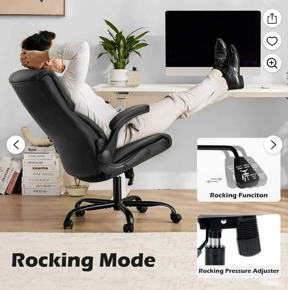 Bigleap Big and Tall Office Chair Desk Chair 300lbs Wide Seat with Adjustable Armrest and Lumbar Support PU Leather High Back Executive Task Ergonomic Computer Chair for Back Pain,Brown1