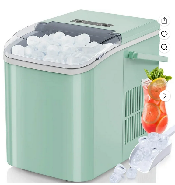 Bigleap Ice Maker Machine Countertop,9Pcs/6Min 26.5Lbs/24H Portable Self-Cleaning Ice Machine with Ice Scoop for Home/Kitchen/Office/Party/RV,Green