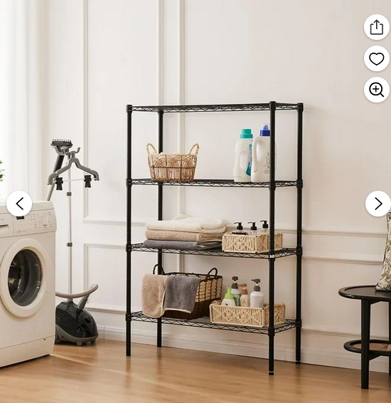 Bigleap 4-Tier Metal Storage Shelving, Adjustable Shelves Unit Heavy Duty Standing Shelf Organizer for Kitchen, Closet, Pantry, Garage, Bathroom, Laundry