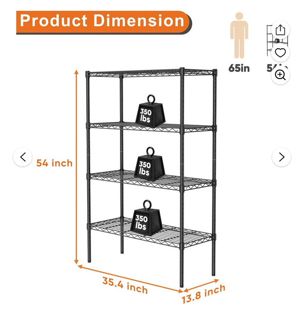Bigleap 4-Tier Metal Storage Shelving, Adjustable Shelves Unit Heavy Duty Standing Shelf Organizer for Kitchen, Closet, Pantry, Garage, Bathroom, Laundry