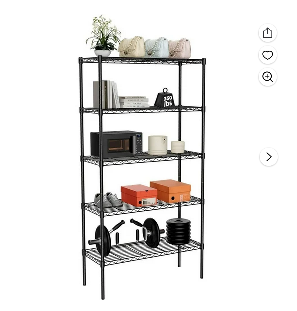 Bigleap 5-Tier Metal Storage Shelving, Adjustable Shelves Unit Heavy Duty Standing Shelf Organizer for Kitchen, Closet, Pantry, Garage, Bathroom, Laundry