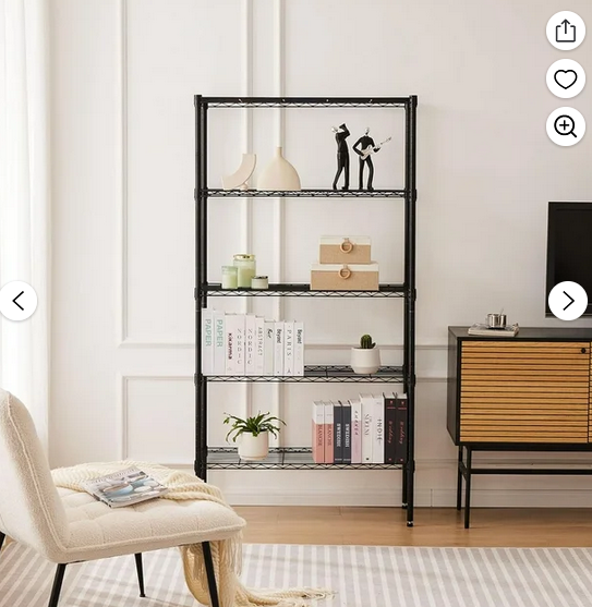 Bigleap 5-Tier Metal Storage Shelving, Adjustable Shelves Unit Heavy Duty Standing Shelf Organizer for Kitchen, Closet, Pantry, Garage, Bathroom, Laundry