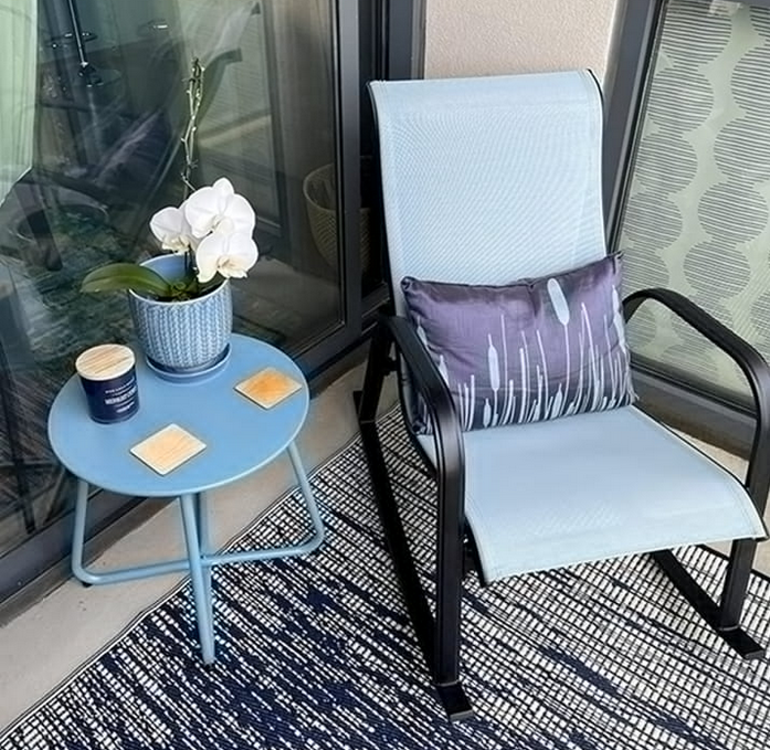 Bigleap Patio Outdoor Mesh Sling Rocking Chair,Outside Steel Rocker Chair for Front Porch,Garden,Patio,Backyard,Blue
