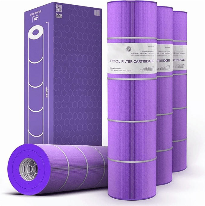 Betcozy Pool Filter Cartridge, 4-PACK, Compatible with Jandy, PJAN85, Unicel, Filbur FC-0800, 27" x 7", 85 SQ FT, Aseptic Hex-Flo Filtration, USA-Based