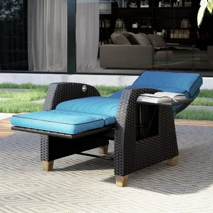 Betcozy Recliner Chair with Seat Cushion, Hand-Woven Wicker Garden Chair, Adjustable Backrest, Rattan Sun Lounger for Indoor Outdoor Use