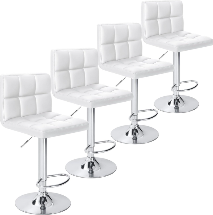 TINKLE WELL Bar Stools Counter Height - Adjustable Swivel Barstools with Back and Metal Base, PU Leather