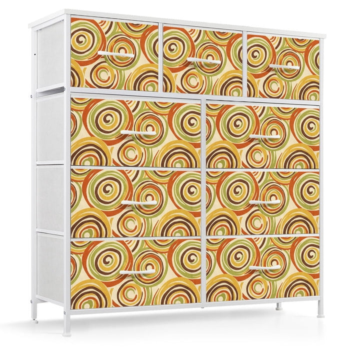 Taoset Fabric Dresser with 9 Drawers, Retro Swirl Abstract Print Storage Cabinet