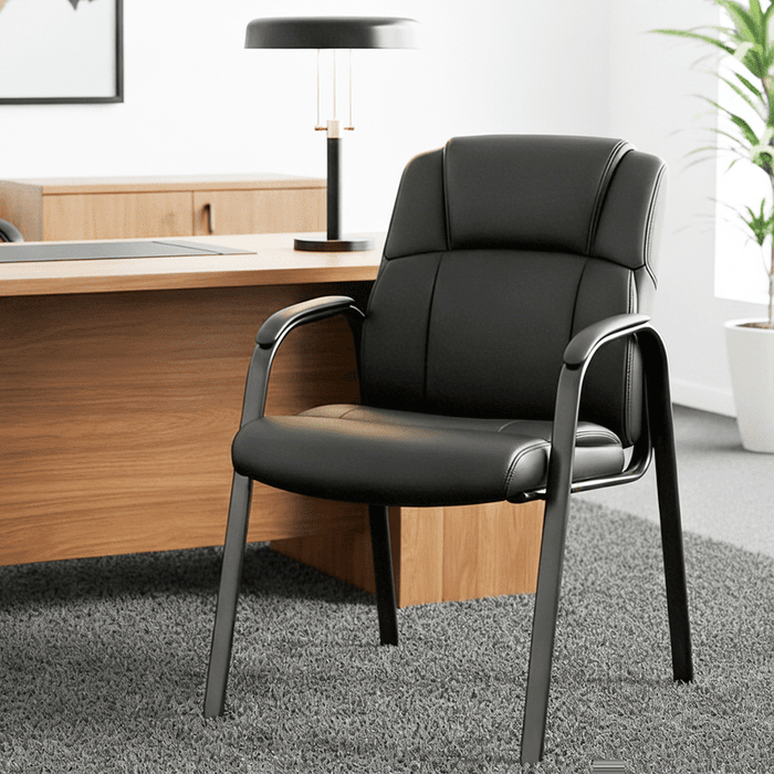 Blorly Waiting Room Chairs, Set of 2 PU Leather Office Reception Guest Chair with Padded Arms for Home Office, Conference, Lobby, Medical Clinic Elderly Student