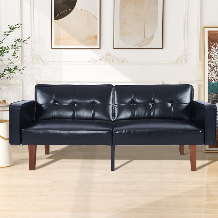 TINKLE WELL Sofa Foam Twin Tufted Futon Frame, Black