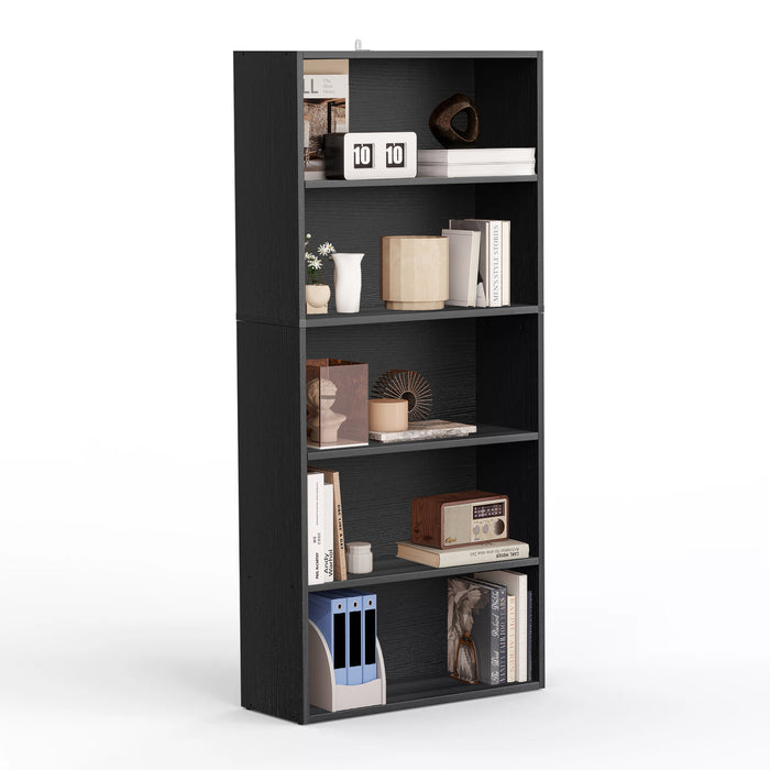 5~6 Tier Bookcase,Tall Bookshelf Storage Wall Shelf Organizer Display StandBook Shelf, Corner Storage Organizer, Retro Brown
