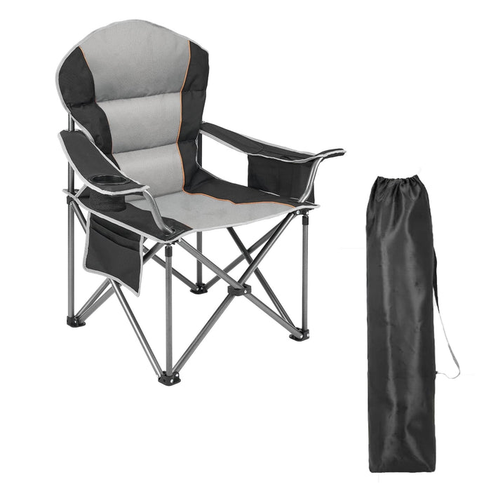 Betcozy Oversized Folding Camping Chair- 500 lbs Heavy-Duty Support , Ultra-Comfortable Design for Adults, Includes Cooler Bag for Outdoor Lawn, Sports & Travel, Black, 1 PCS