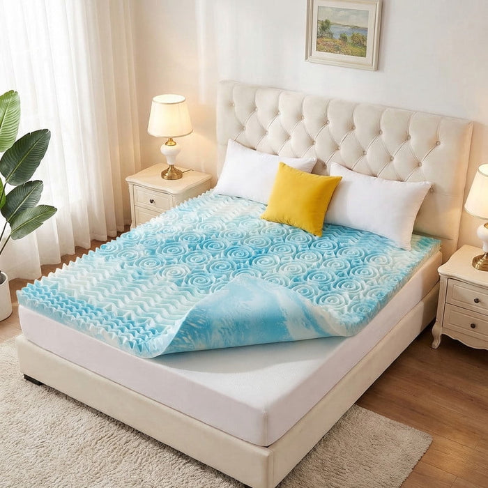 Simenmax 3 Inch TWIN Mattress Topper, Gel-Infused Memory Foam with 5-Zone Pressure Relief, CertiPUR-US Certified Bed Topper for Cool Sleep & Back Support, Blue