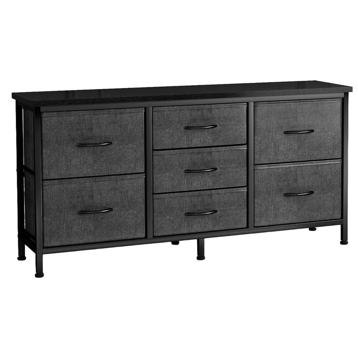 Betcozy Dresser, Storage Organizer with 7 Drawers for Bedroom, Chest of Drawers with Fabric Bins, Sturdy Metal Frame, Wood Tabletop for Guest Room, Closet, Entryway, Nursery, Gray