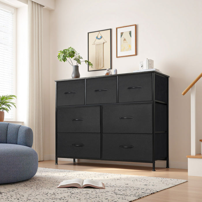 TINKLE WELL Wide 7/8/9 Drawer Fabric Dresser, Soft Storage Unit with Bins for Clothes, Toys, Linens, Fits Bedroom, Living Room, Hallway