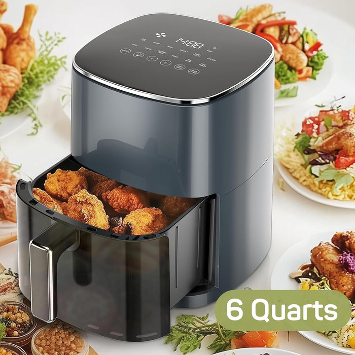 Bigleap Air Fryer, 6-Quart with Viewing Window, Gray