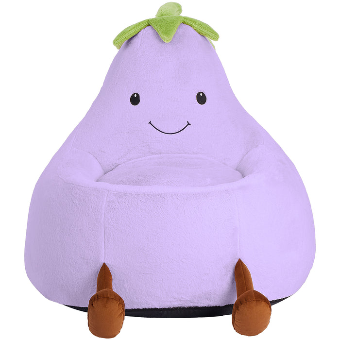Simenmax 31'' Bean Bag Chair, Plush Rabbit Fur L-Shape Lounger, Washable Stuffed Sofa for Living Room, Bedroom & Reading Nook,Purple