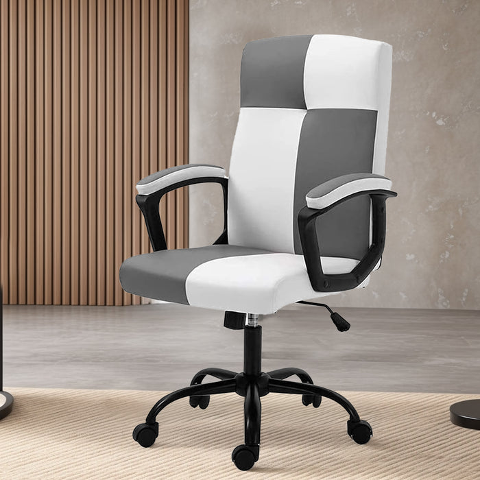 Office Chair, High Back Computer Chair with High-density Foam Support, Ergonomic PU Leather Game Gamer Chairs for Office or Gaming(Gray)