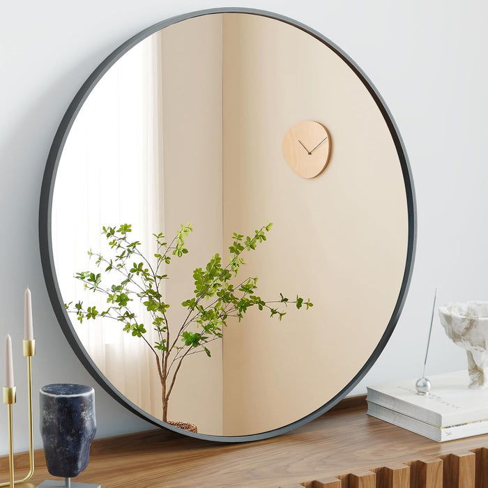 Sybels 20" Black Round Wall Mirror - Perfect for Bathroom Vanity, Living Room, Entryway