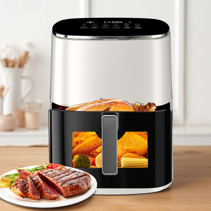 Sybels Air Fryer with Viewing Window, 6-Quart 12-in-1 Multi-Function Appliance for Air Frying, Roasting, Baking & Dehydrating,
